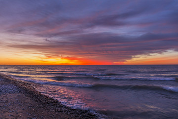 Fototapeta na wymiar Lake Huron Beach at Sunset