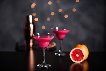 Pink martini cocktails