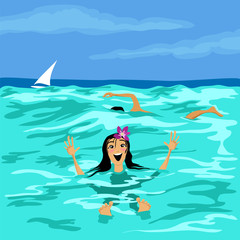 people swimming in the sea