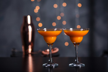 Orange martini cocktails