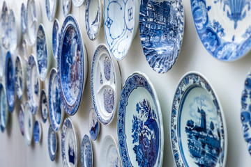 Dutch ceramic plates mounted on wall