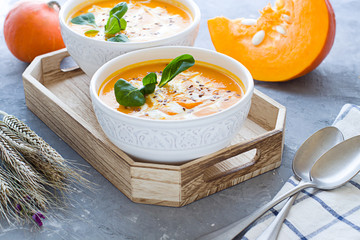 Pumpkin soup close up