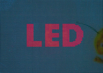 Closeup einer Videowand aus LEDs als Werbeträger - Closeup of a videowall made of LEDs as an advertising medium 