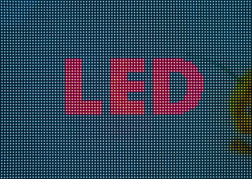 Closeup einer Videowand aus LEDs als Werbetr&auml;ger - Closeup of a videowall made of LEDs as an advertising medium 