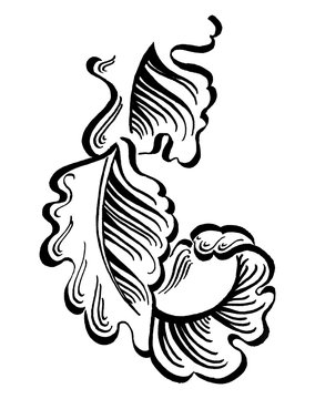 Stylized baroque leaf, hand drawn