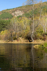 Autumn Landscape of Iskar River near Pancharevo lake, Sofia city Region, Bulgaria