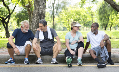 Senior Group Friends Exercise Relax Concept