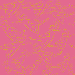 Pink seamless pattern with yellow female silhouettes.