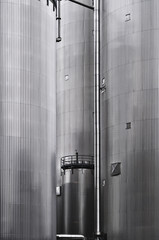 Cylindrical corrugated steel silo at a biomass power plant