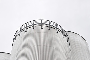 Cylindrical corrugated steel silo at a biomass power plant