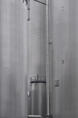 Cylindrical corrugated steel silo at a biomass power plant