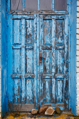 texture old paint cracked wood door, rusty handle, antique door