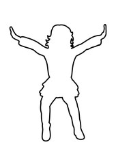 outlines little girl sits hands to the sides