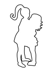 outline little girl hugging