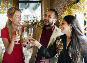 Friends celebrating new years eve