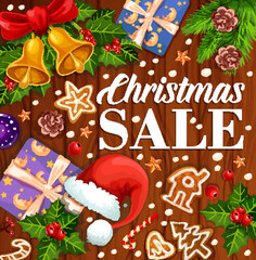 Christmas holiday promo sale gift vector poster