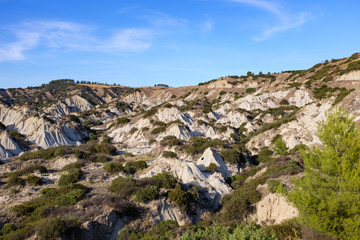 Landscape of Italian badlands called calanchi. Basilicata region.