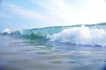 big waves on a tropical shore