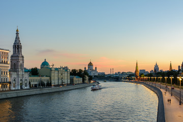 Fototapeta premium Embankment of the Moskva River, Moscow, Russia