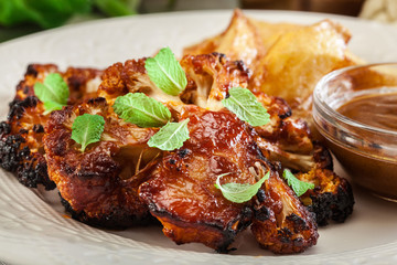 Vegetarian roasted cauliflower steak with herbs
