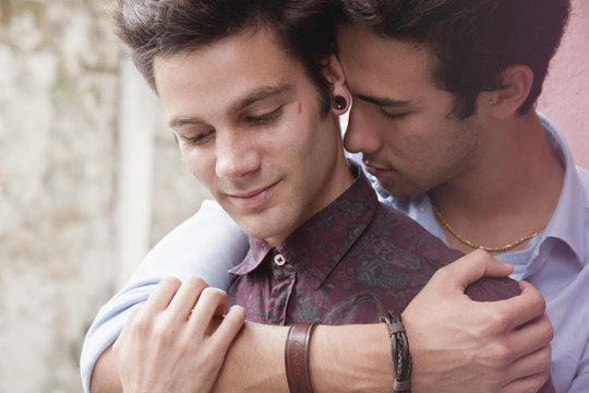 Young gay couple in love