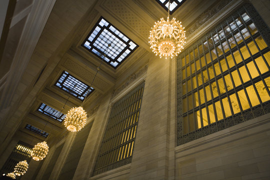 Chandelier Lighted Hall in New York Grand Central Terminal
