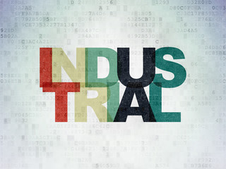 Industry concept: Painted multicolor text Industrial on Digital Data Paper background