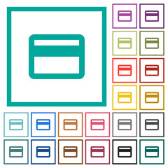 Single credit card flat color icons with quadrant frames