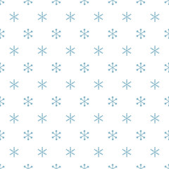 Christmas New Year seamless pattern with snowflakes. Holiday background. Snowflakes. Xmas winter blue decoration. Festive texture. Hand drawn vector illustration. Snow pattern. Wrapping gift paper.