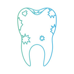 dirty tooth with root in degraded green to blue color contour