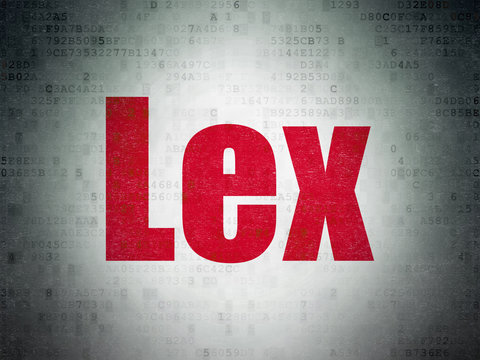 Law concept: Painted red word Lex on Digital Data Paper background