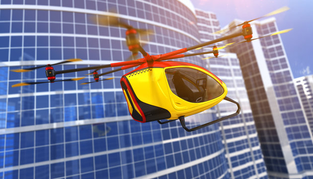 Electric Passenger Drone. 3D Illustration