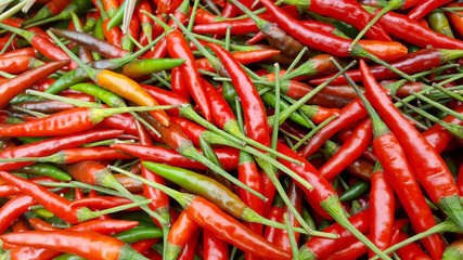 Background of Red hot peppers in dry