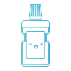 bottle kawaii mouthwash in degraded green to blue color contour