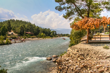 Rafting on the mountain river Kapruchay