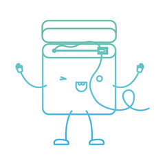 dental floss cartoon in degraded green to blue color contour