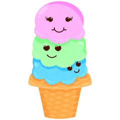 Cute cartoon ice cream.