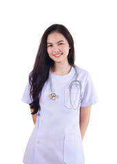 young female doctor standing and smile