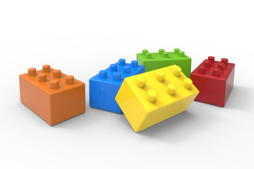 Toy colorful blocks isolated on white background.