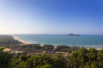 Fototapeta na wymiar High angle view of the sea at Songkhla, Thailand.