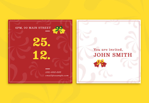 Christmas Party Invitation with Red and Yellow Accents