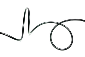 black wire cable isolated on a white background abstraction.
