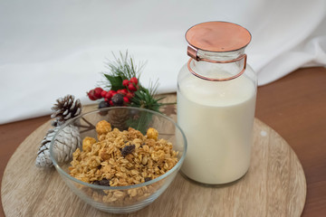 Almond Milk and Pumpkin Spices Oatmeal serve for breakfast morning