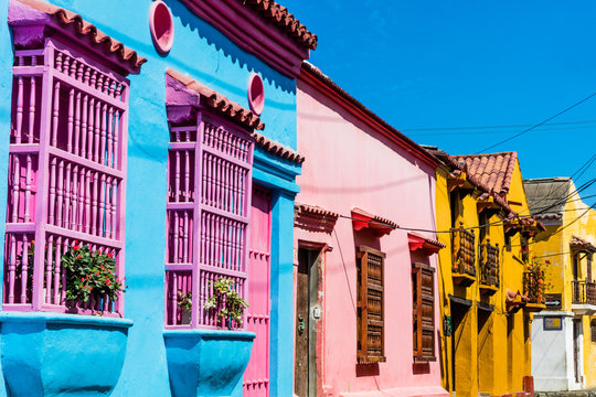 Colorful streets of Getsemaniaera of Cartagena de los indias Bolivar in Colombia South America