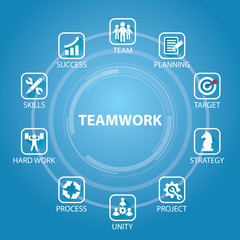 Business Teamwork Team Hard Work Concept. Vector Illustration