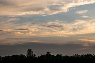 Obraz premium Beautiful Autumn Sunset by the forest 