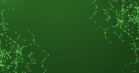 Green abstract background with plexus and triangles