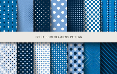 Seamless patterns polka dots set - obrazy, fototapety, plakaty