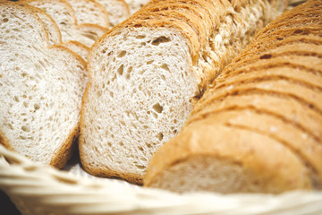 slice breads on basket