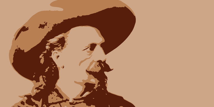 Buffalo Bill - cowboy - bison - américain - fond -western - héros - symbole
